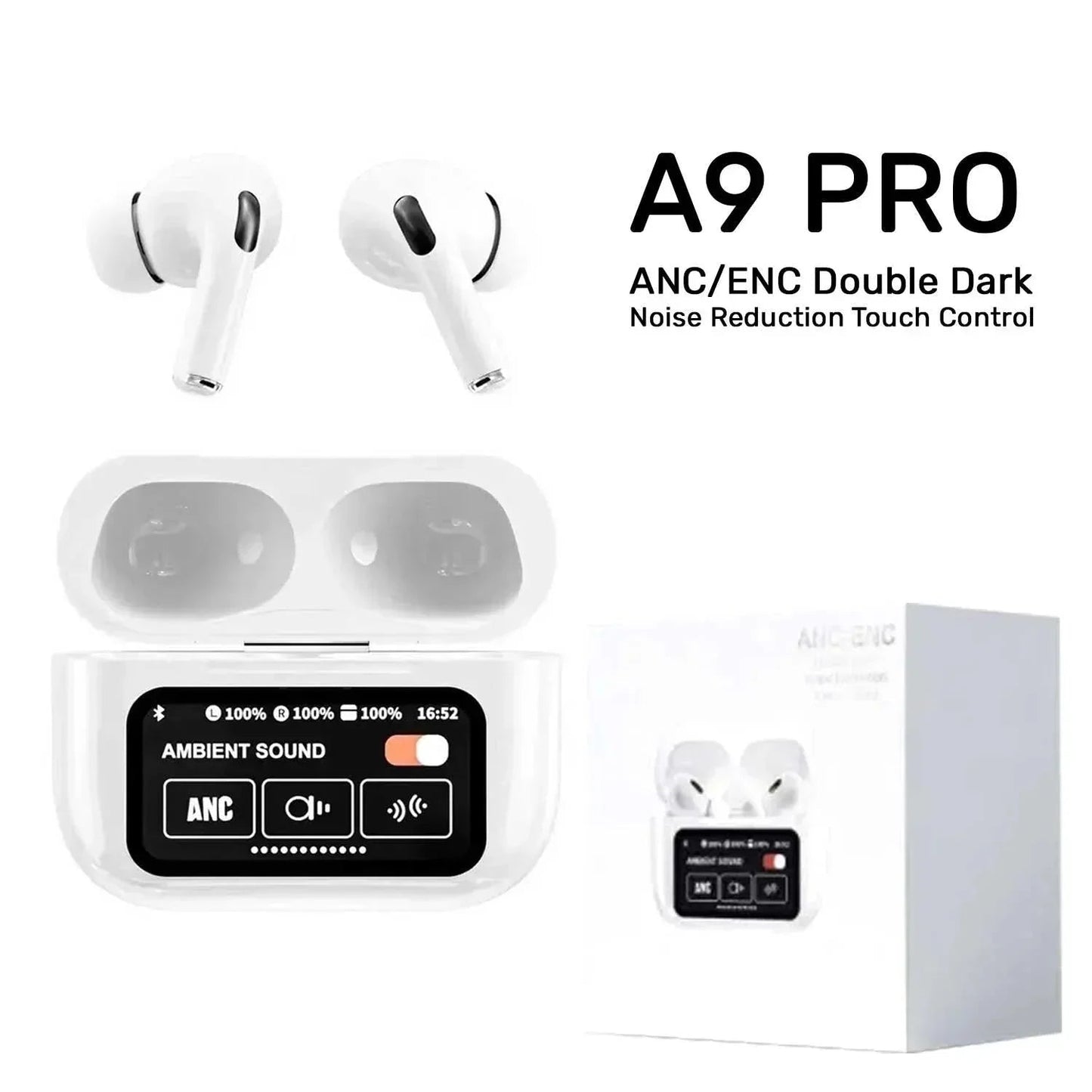 ANC/ENC A9 Airpods Touch Screen Wireless Pro Earbuds