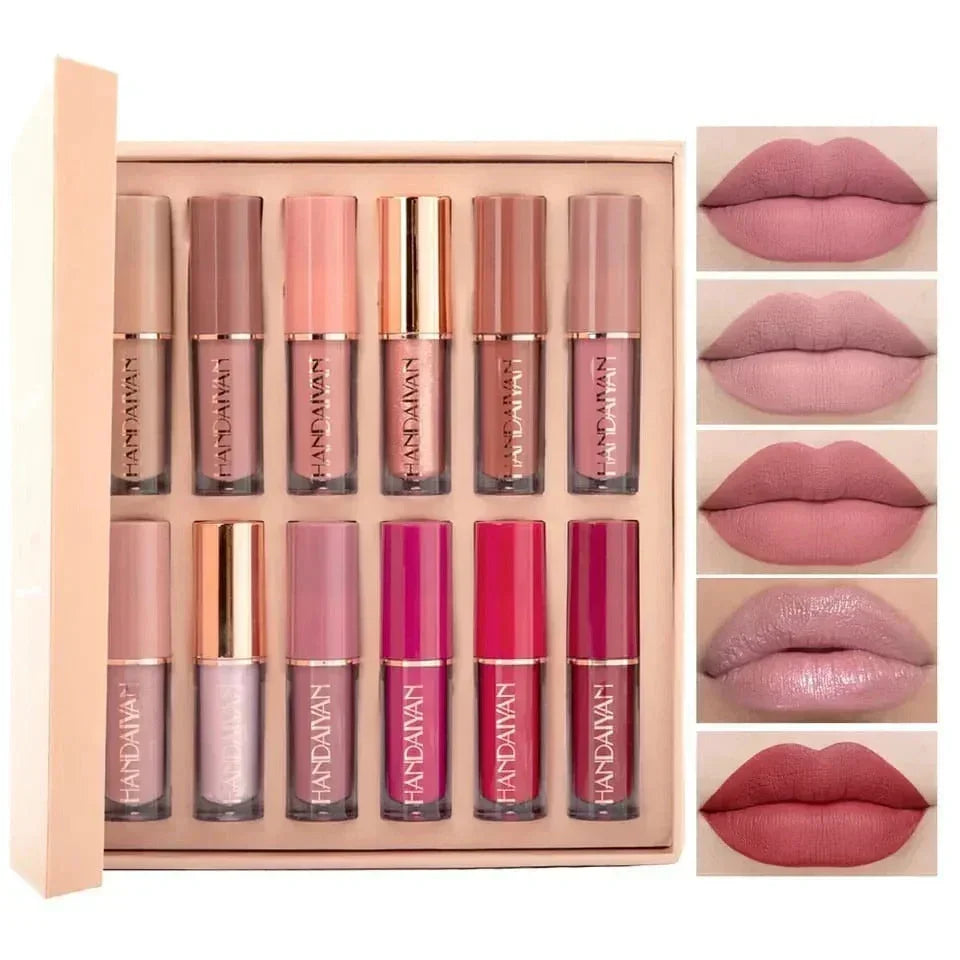 M U Styles | Super Glossy 12-Piece Lip Set | Vibrant Colors and Smooth Finish