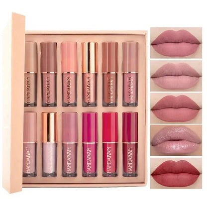 M U Styles | Super Glossy 12-Piece Lip Set | Vibrant Colors and Smooth Finish