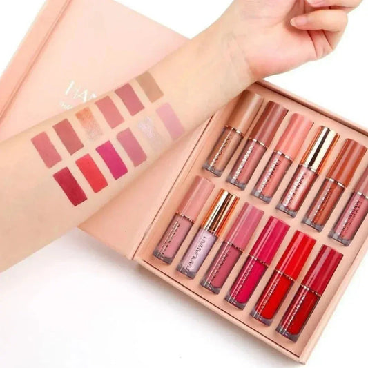 M U Styles | Super Glossy 12-Piece Lip Set | Vibrant Colors and Smooth Finish